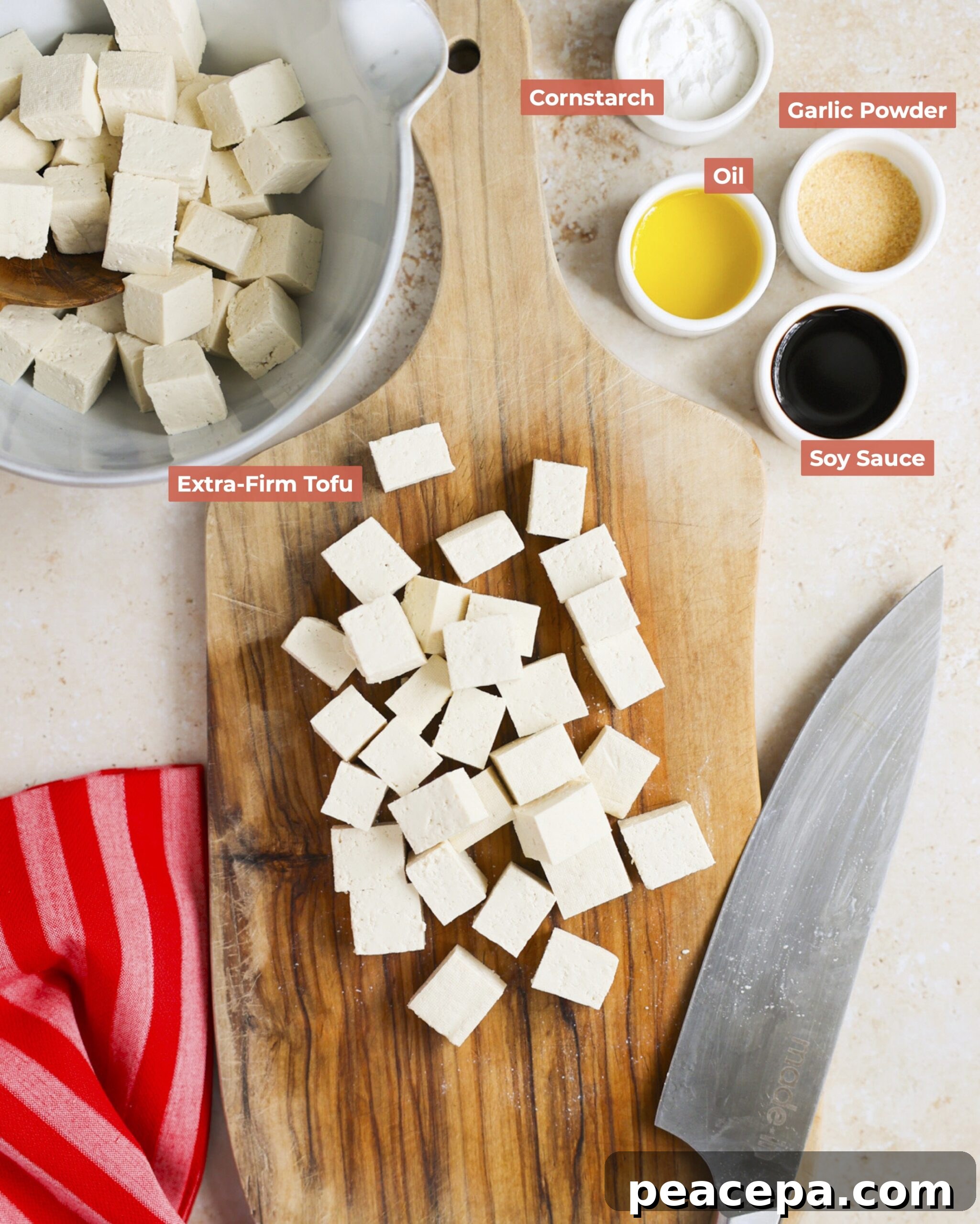 Air fryer tofu ingredients. 