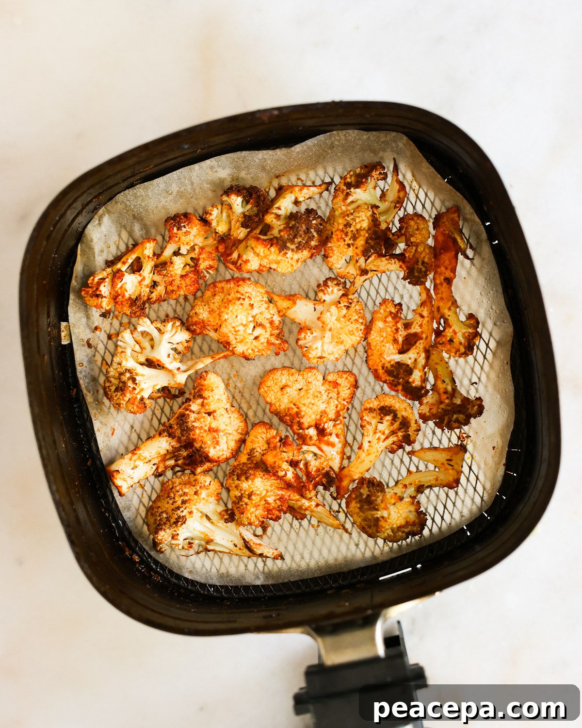 overhead cauliflower in air fryer