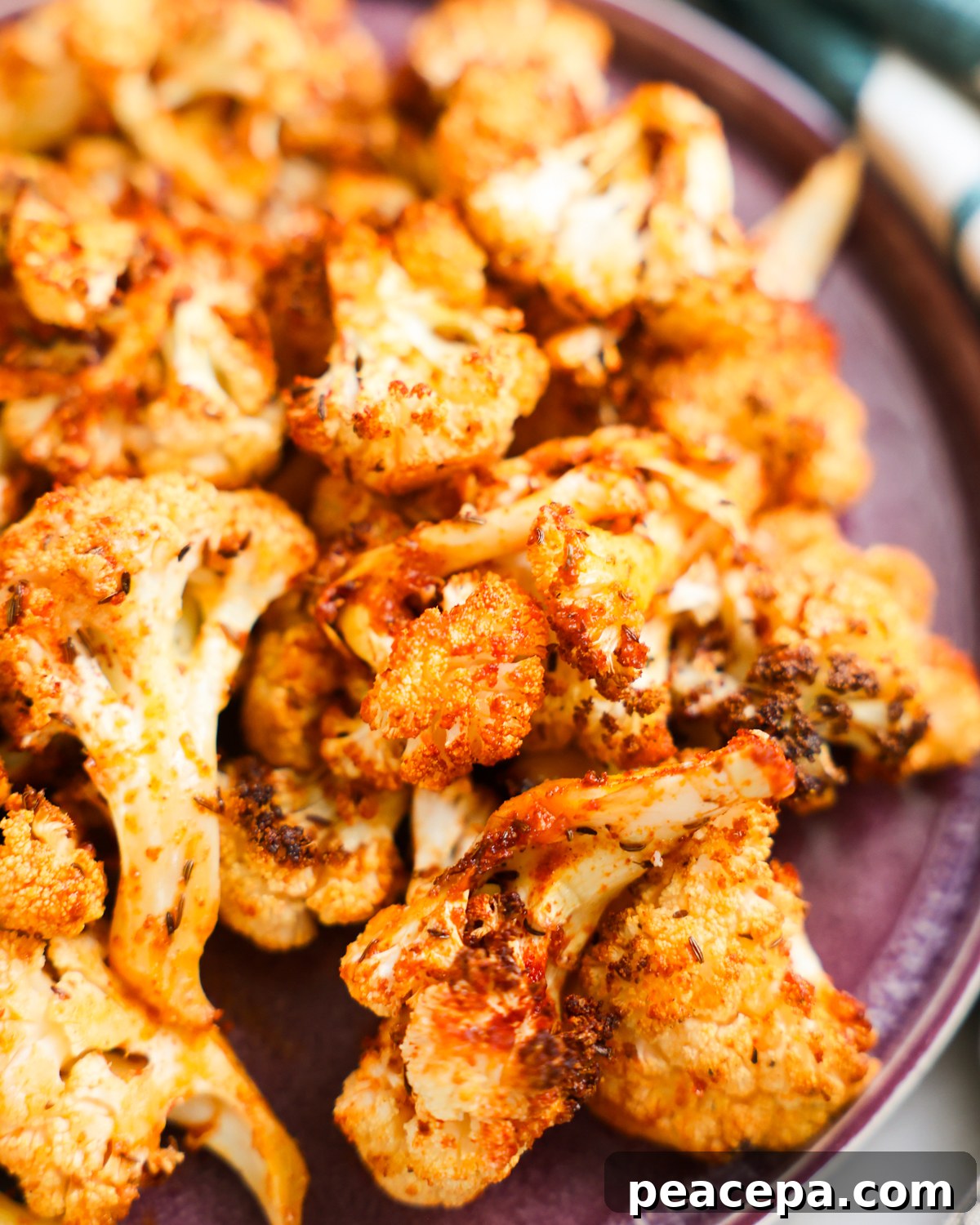 air fryer cauliflower close up