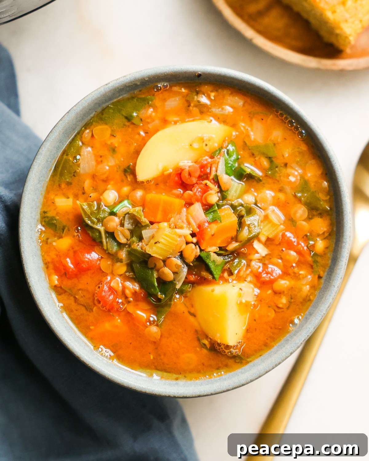 overhead lentil soup