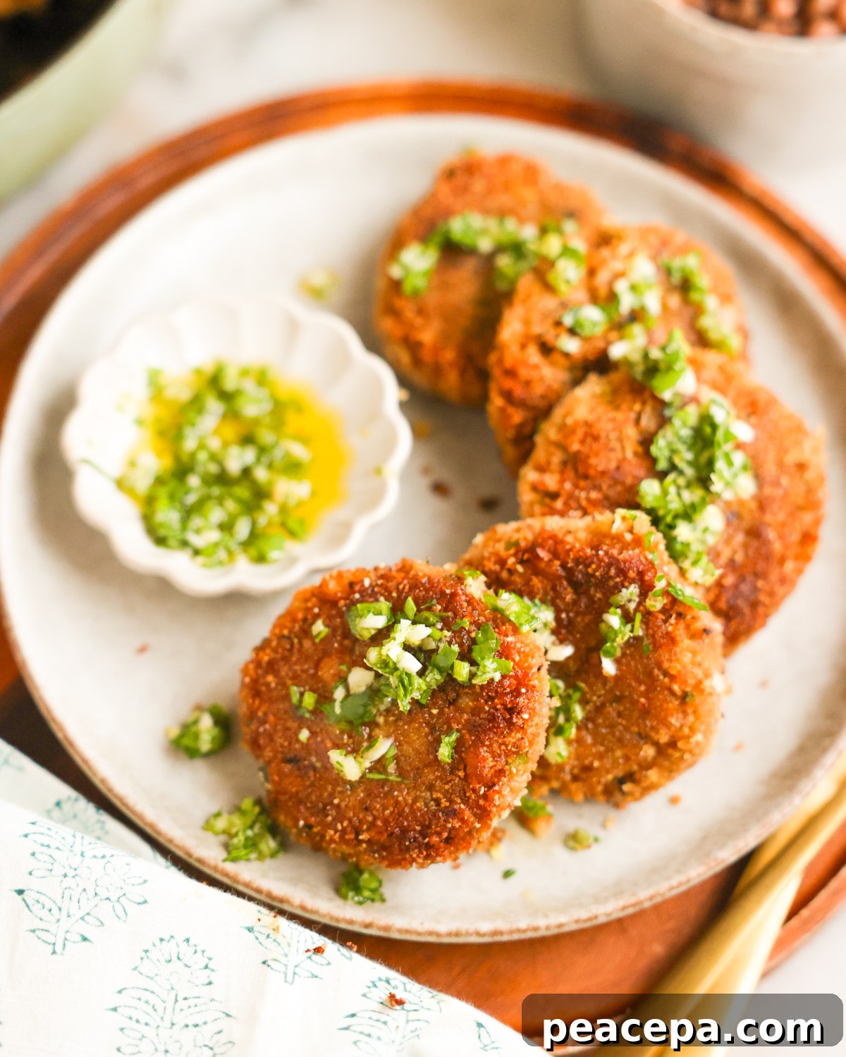 black eyed pea fritters on plate