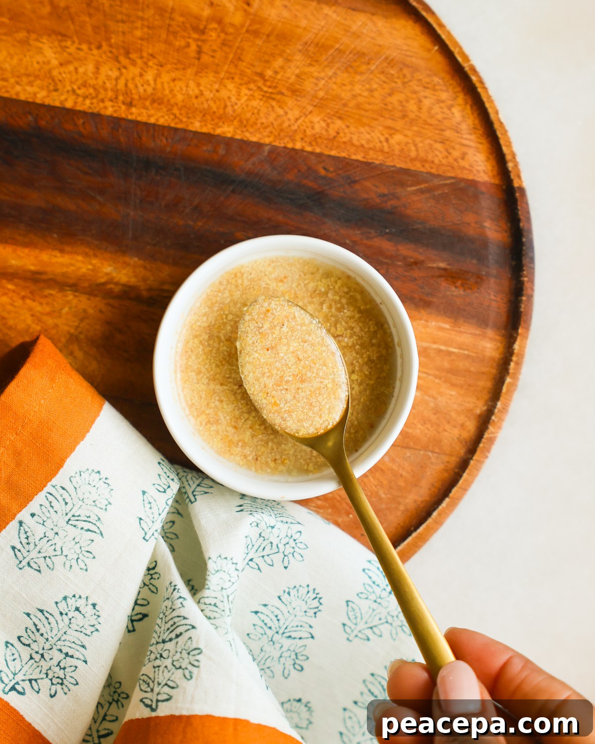 Spoonful of flax seed egg.