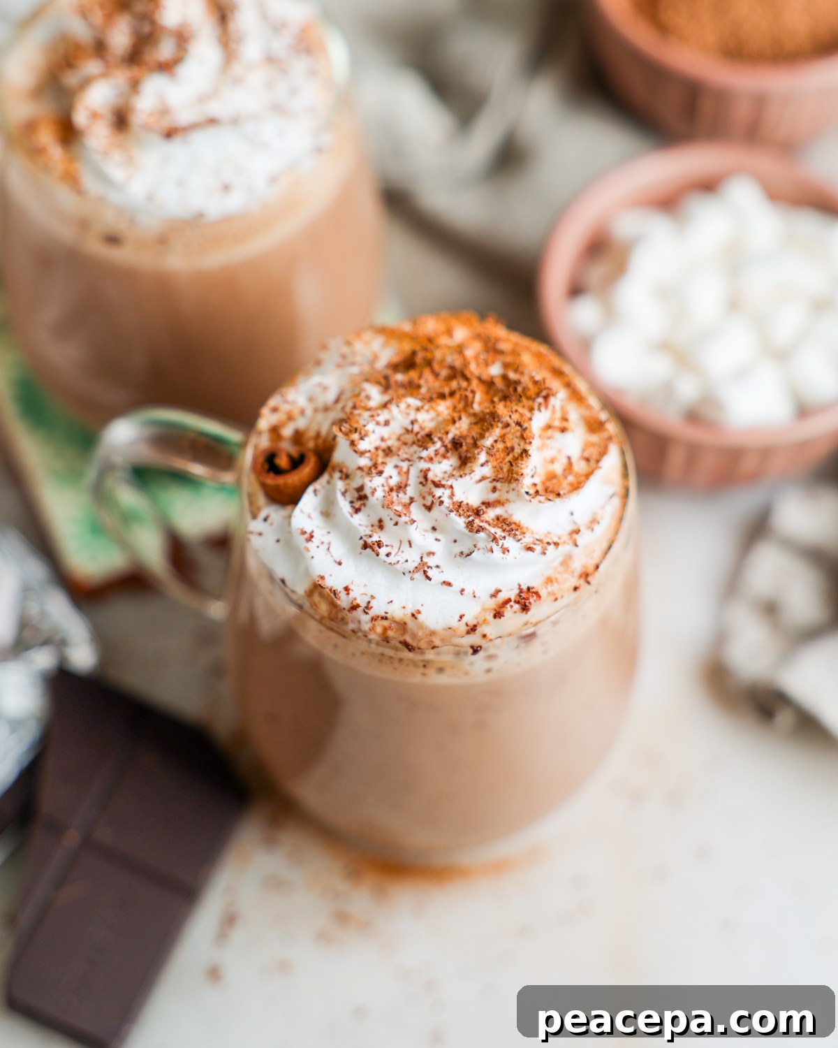 overhead vegan hot chocolate