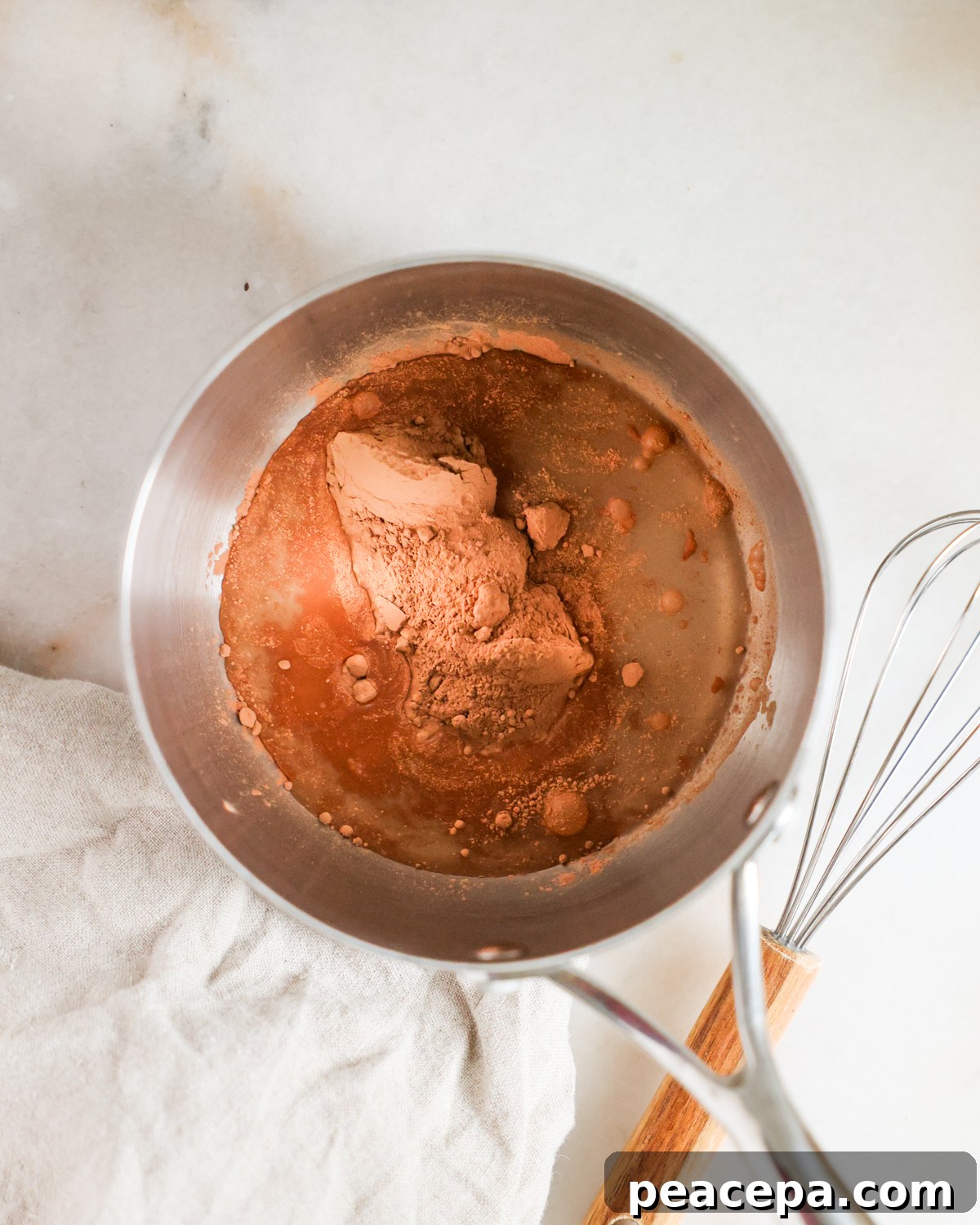 overhead cocoa in saucepan