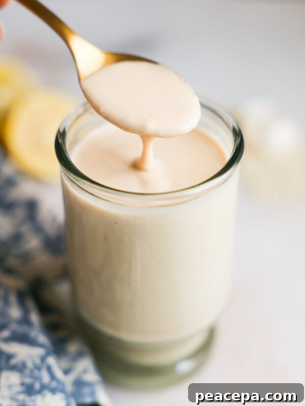 spoonful of tahini sauce