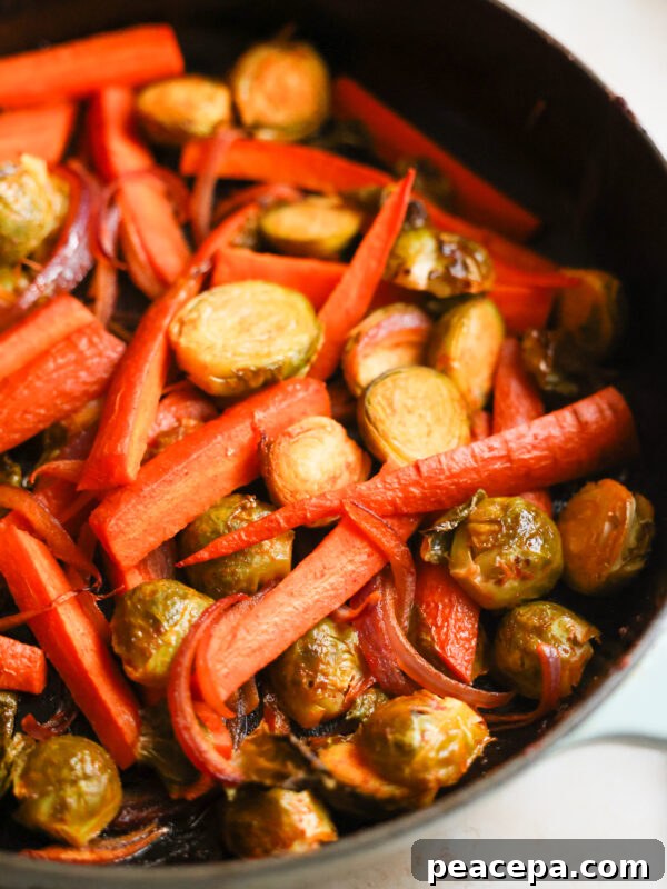 close up roasted veggies