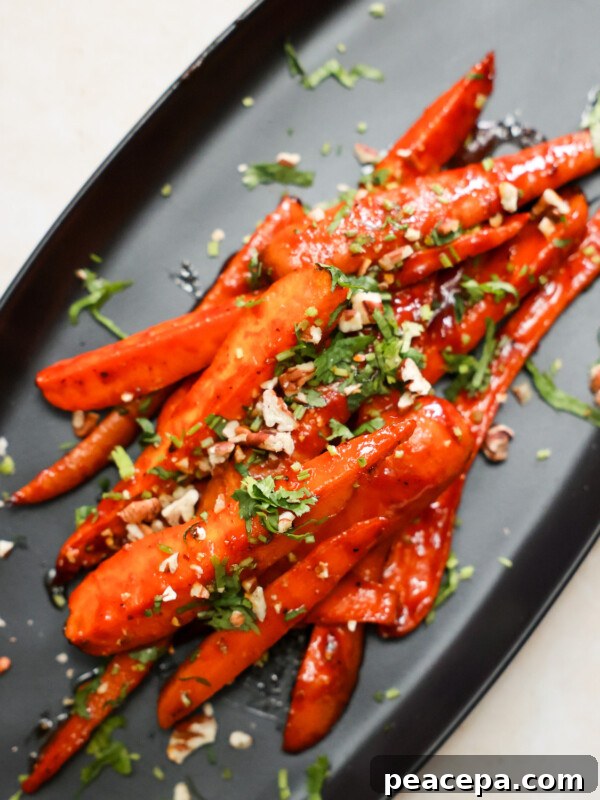 gochujang roasted carrots overhead