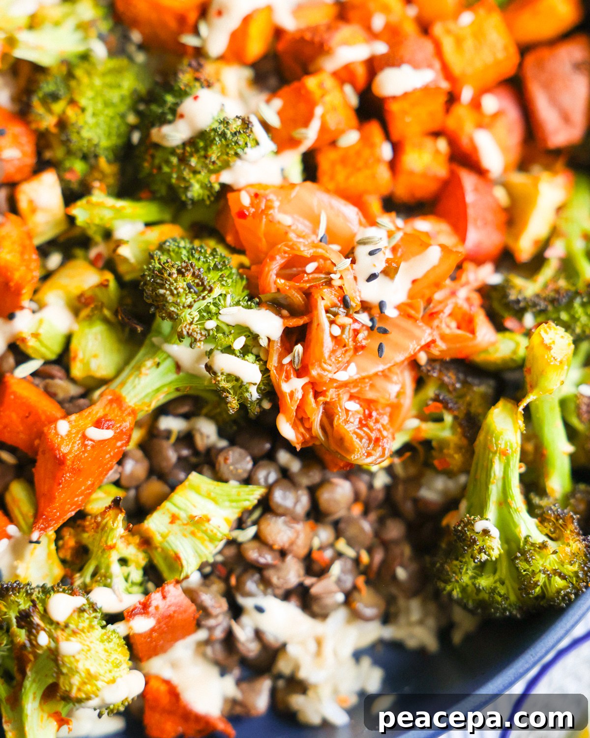 closeup of buddha bowl