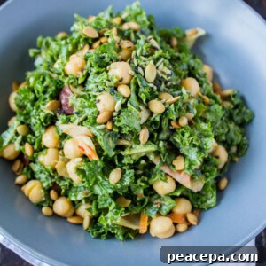 Massaged Kale Salad with Kimchi, Chickpeas, and Sweet Potatoes