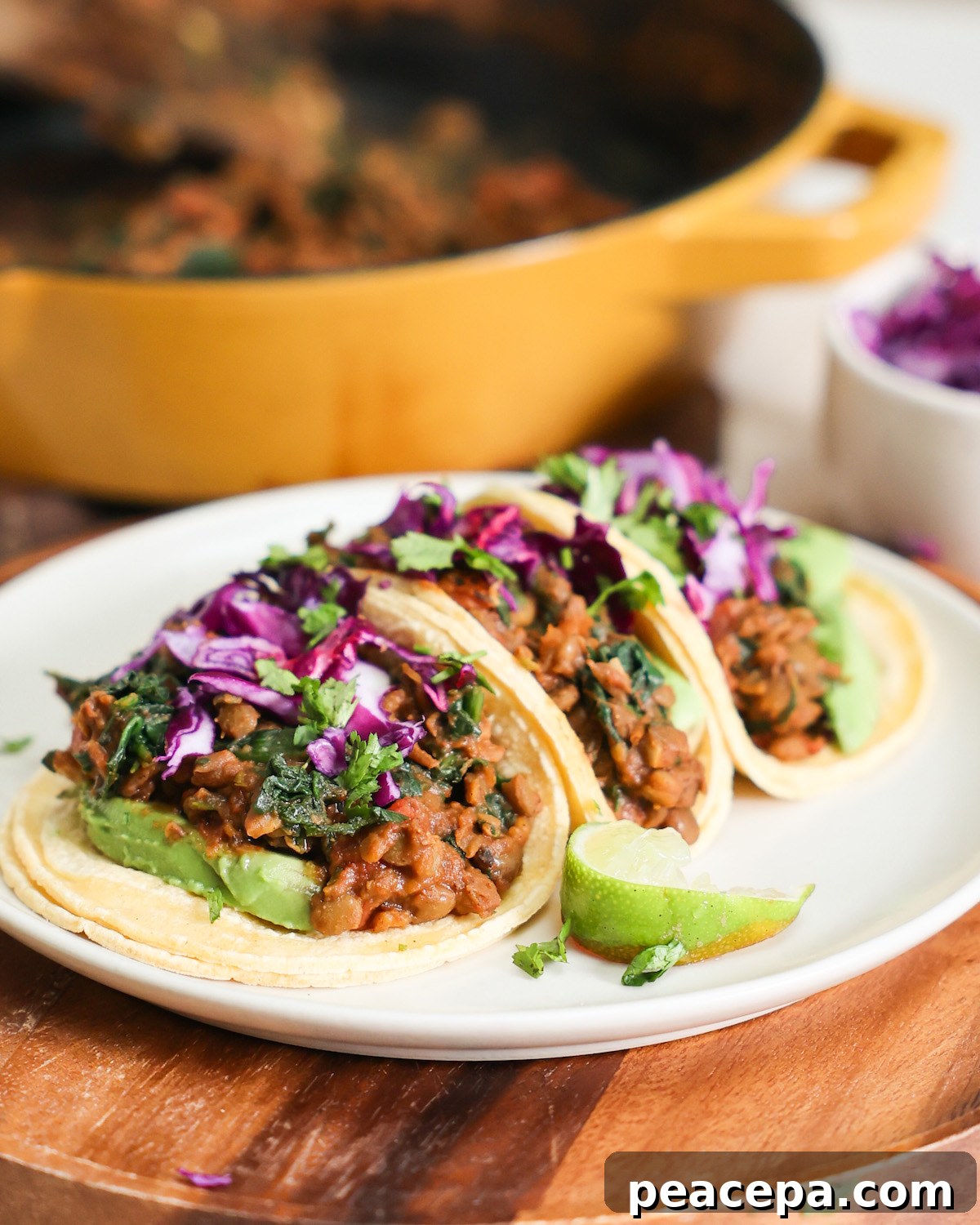 Lentil Tacos on a plate. 