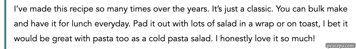 Review for chickpea tuna salad.