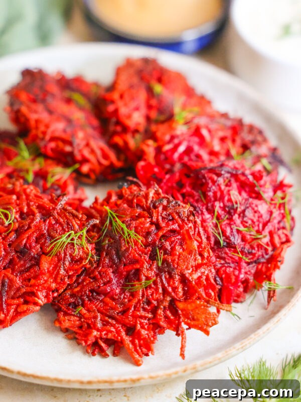 plate of Beet and Sweet Potato Fritters