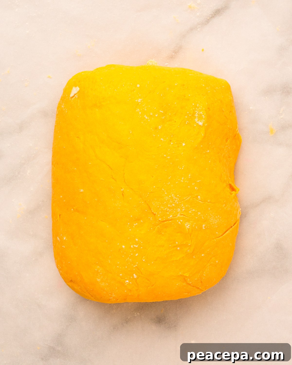 sweet potato dough on counter