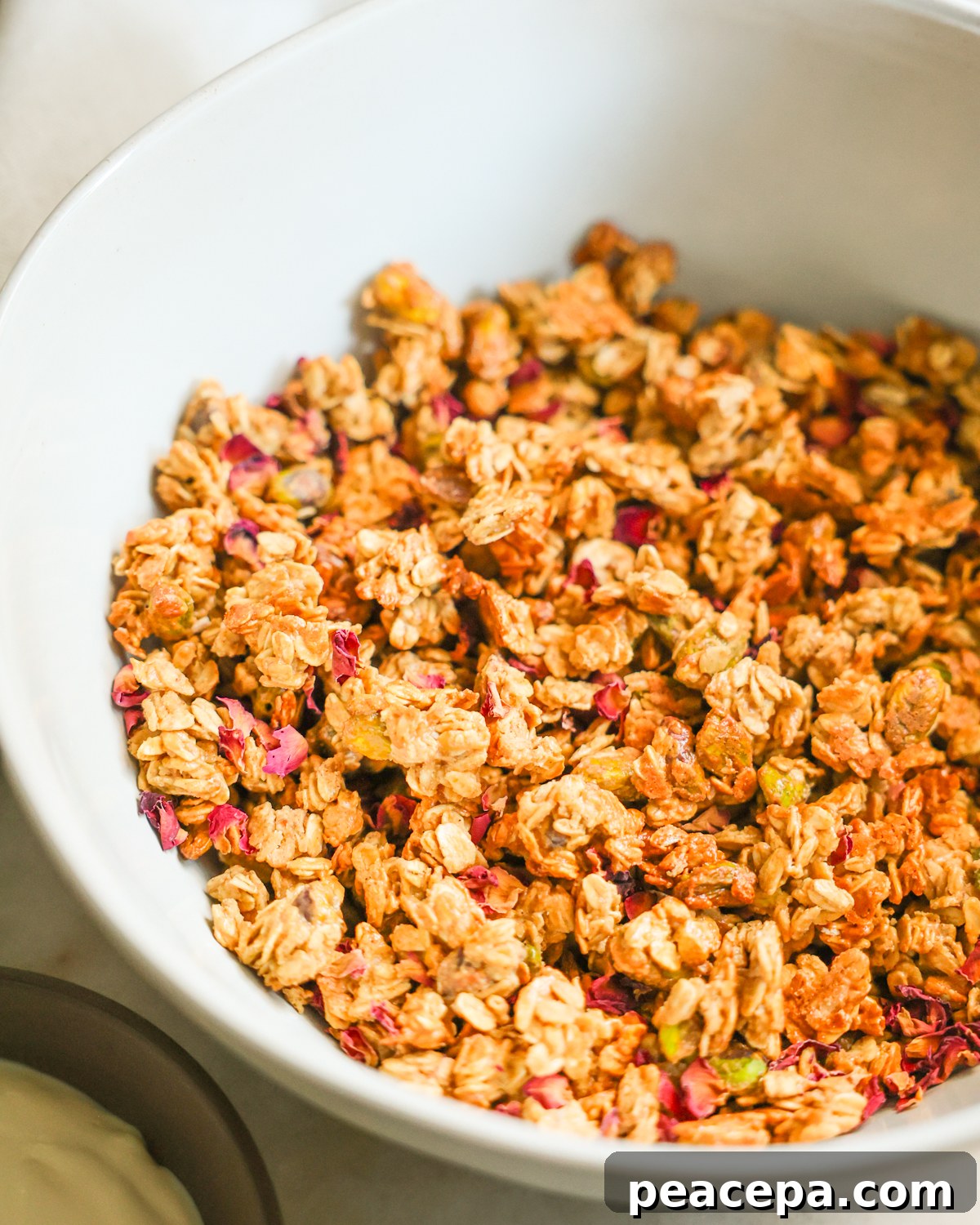 tahini granola in a bowl