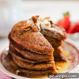 slice taken out of pancakes