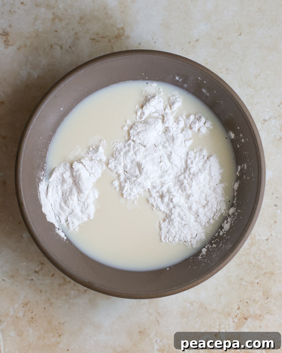 overhead arrowroot powder in milk