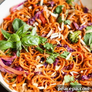close up sweet potato noodles