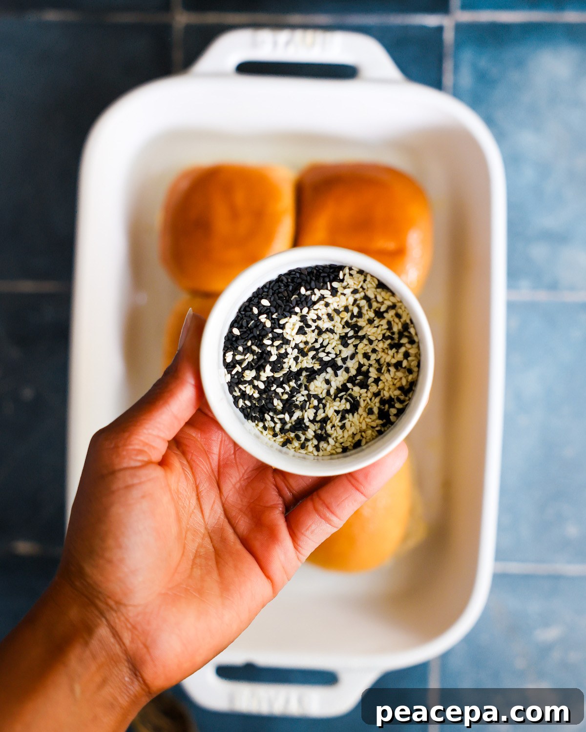 black and white sesame seeds in bowl