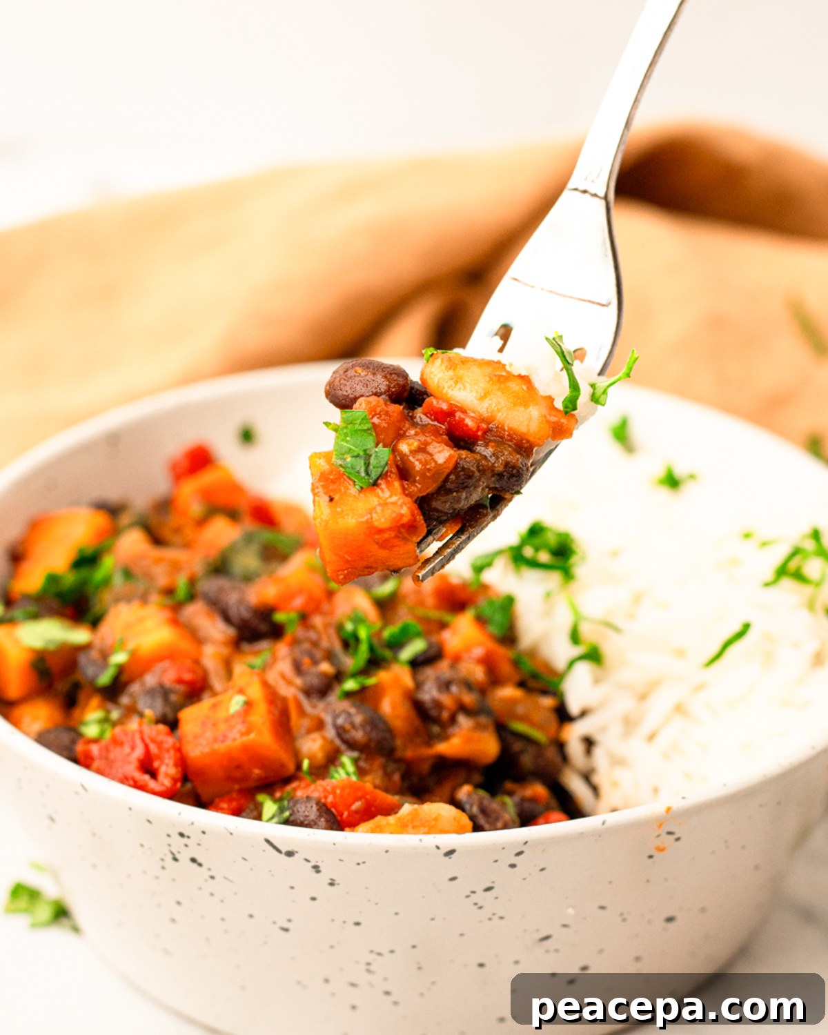 spoonful of sweet potato chili
