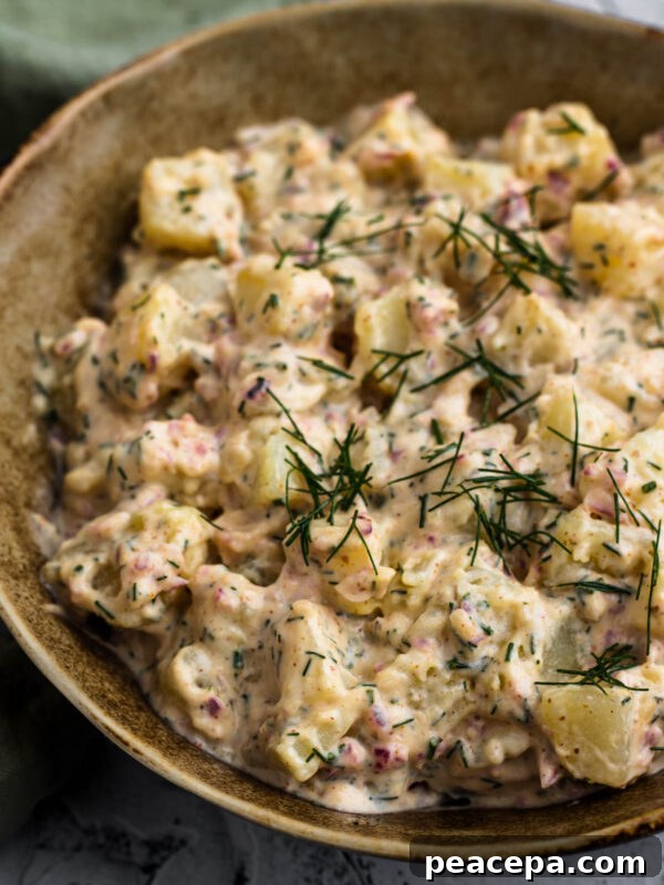 closeup of Vegan potato salad