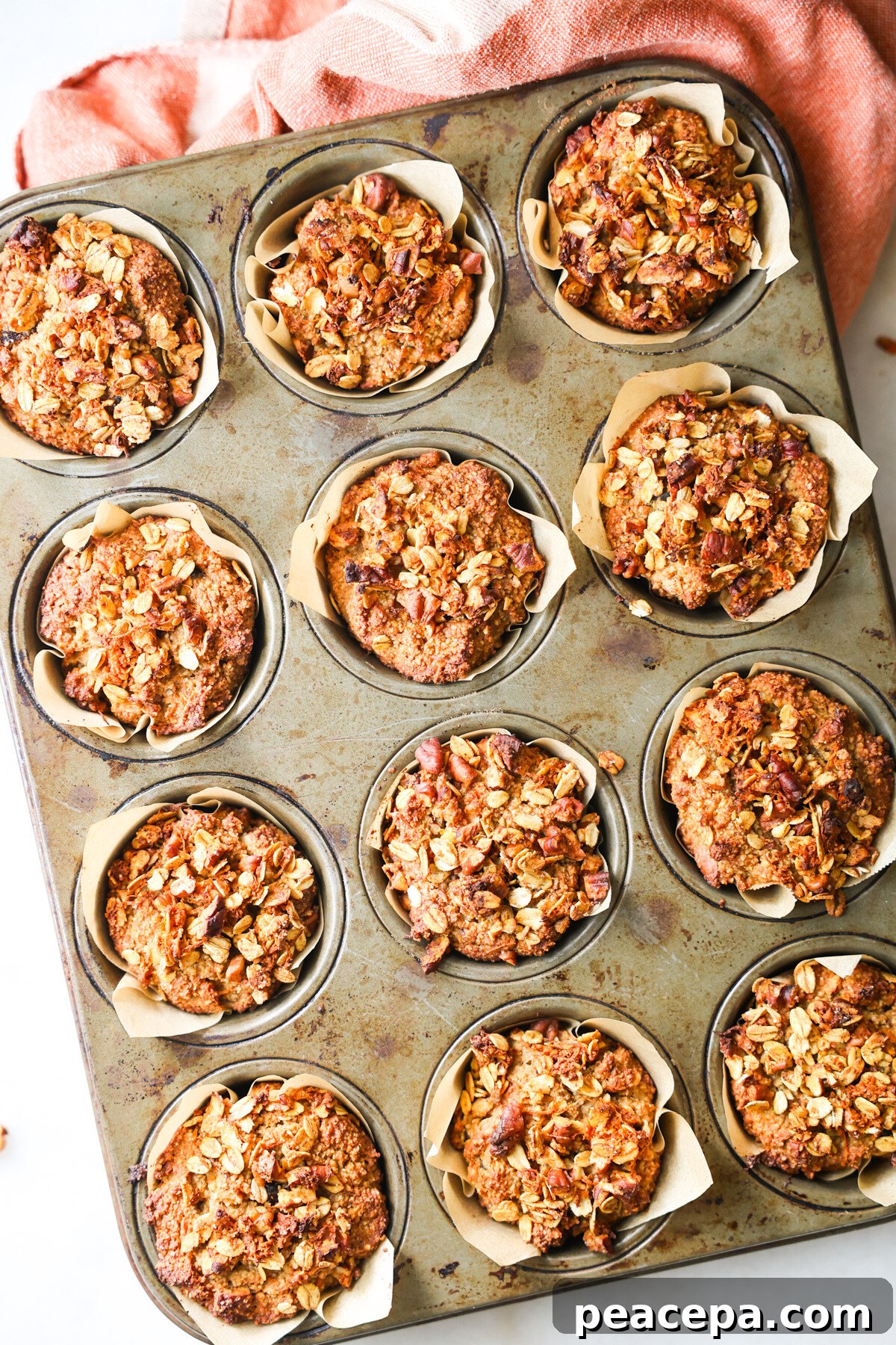 A tray of oat bran muffins with sweet potato