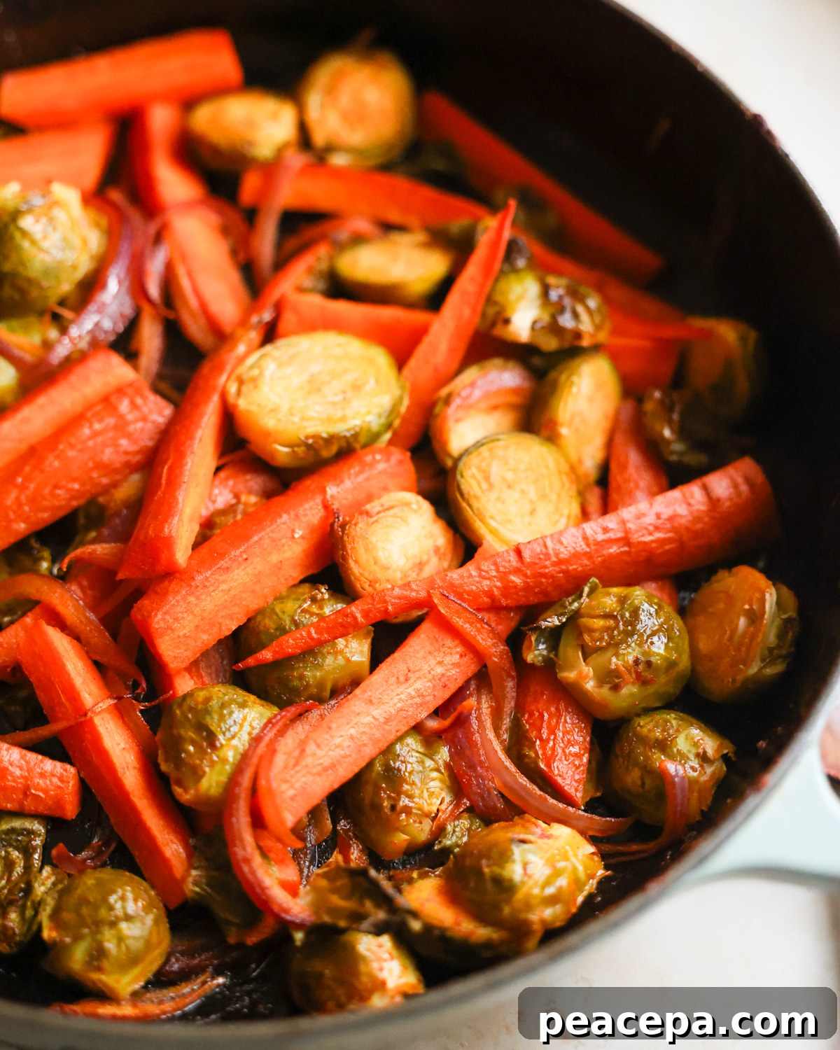 close up roasted veggies
