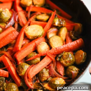 close up roasted veggies