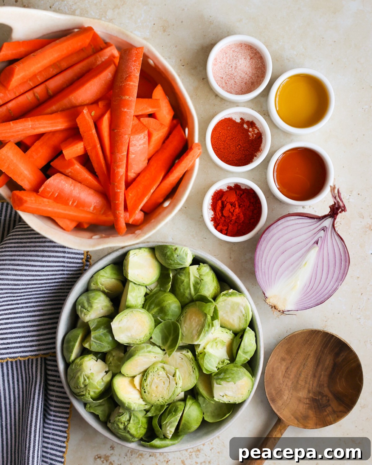 smoky roasted brussels sprouts and carrots ingredients