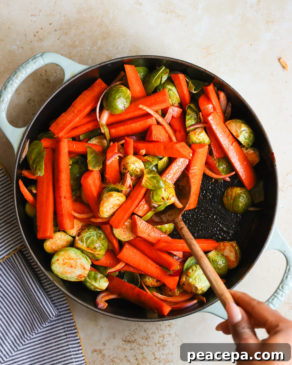 overhead stirring veggies