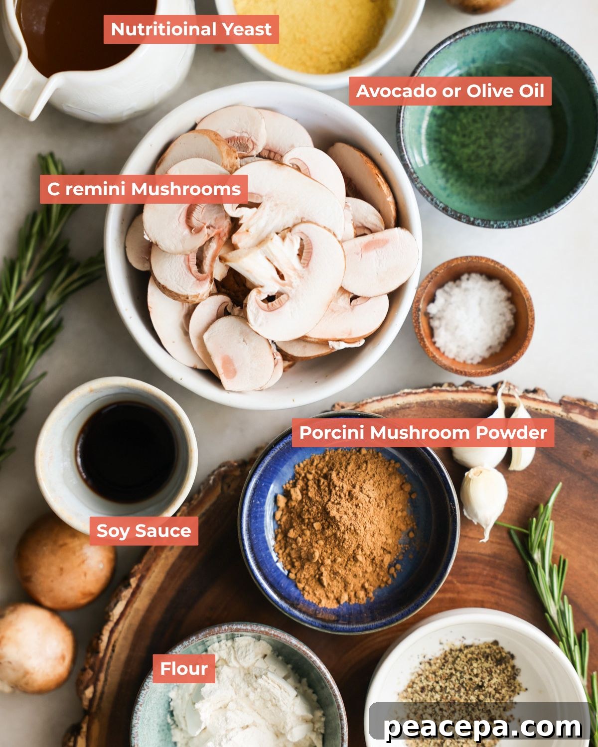 labeled vegan mushroom gravy ingredients