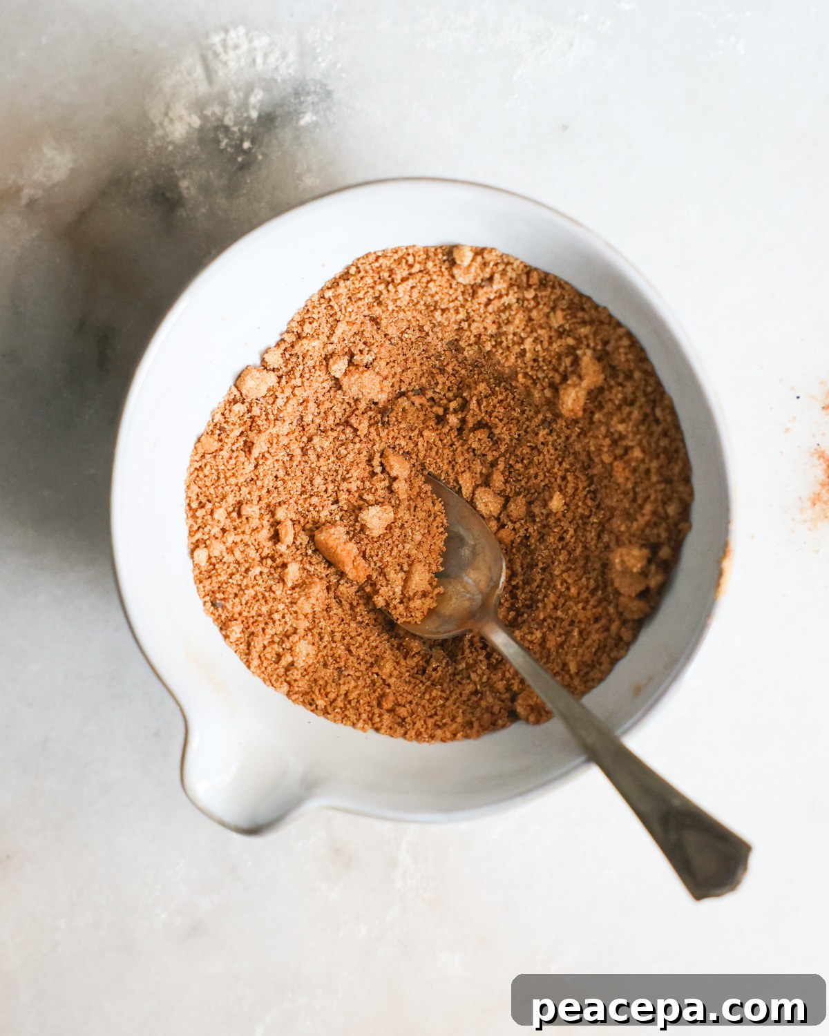 overhead of cinnamon roll filling