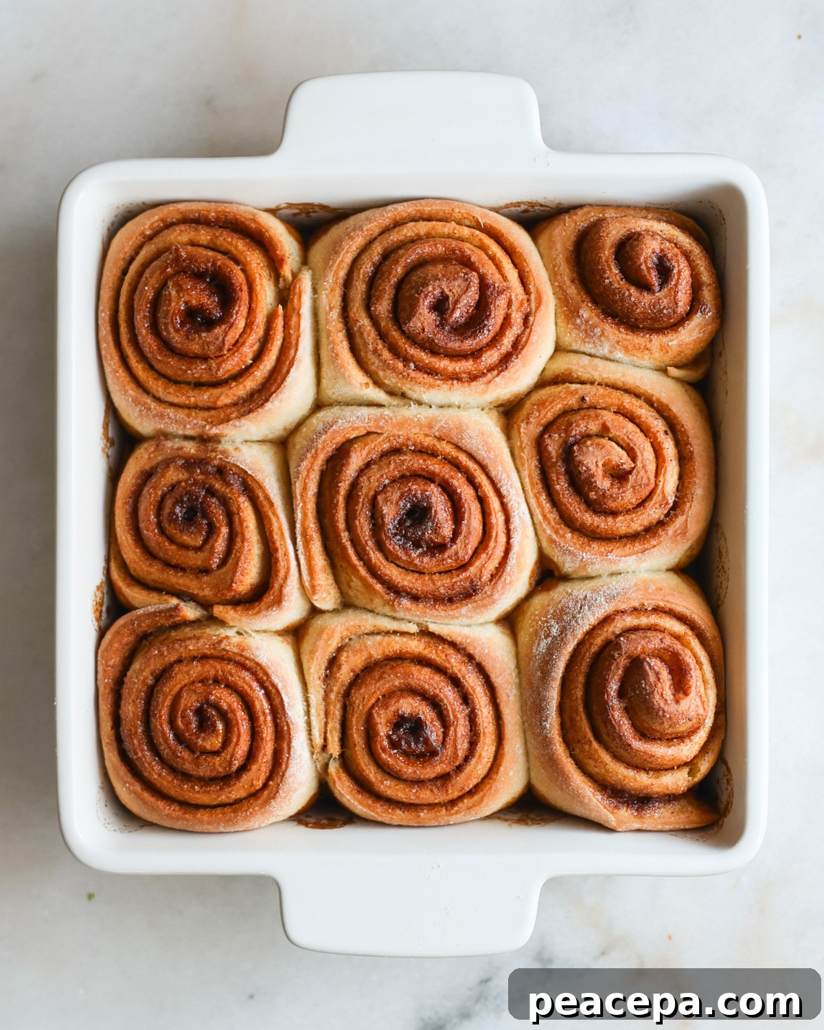 baked cinnamon rolls in pan