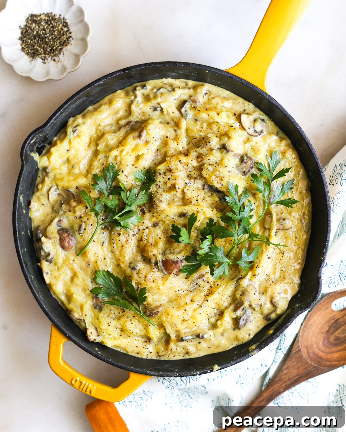 overhead spaghetti squash alfredo