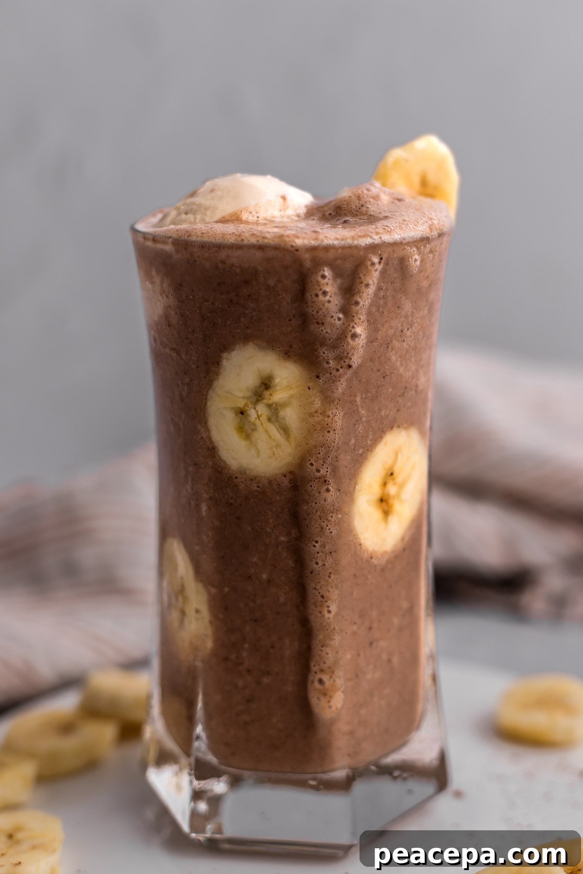tall glass of mocha vegan milkshake