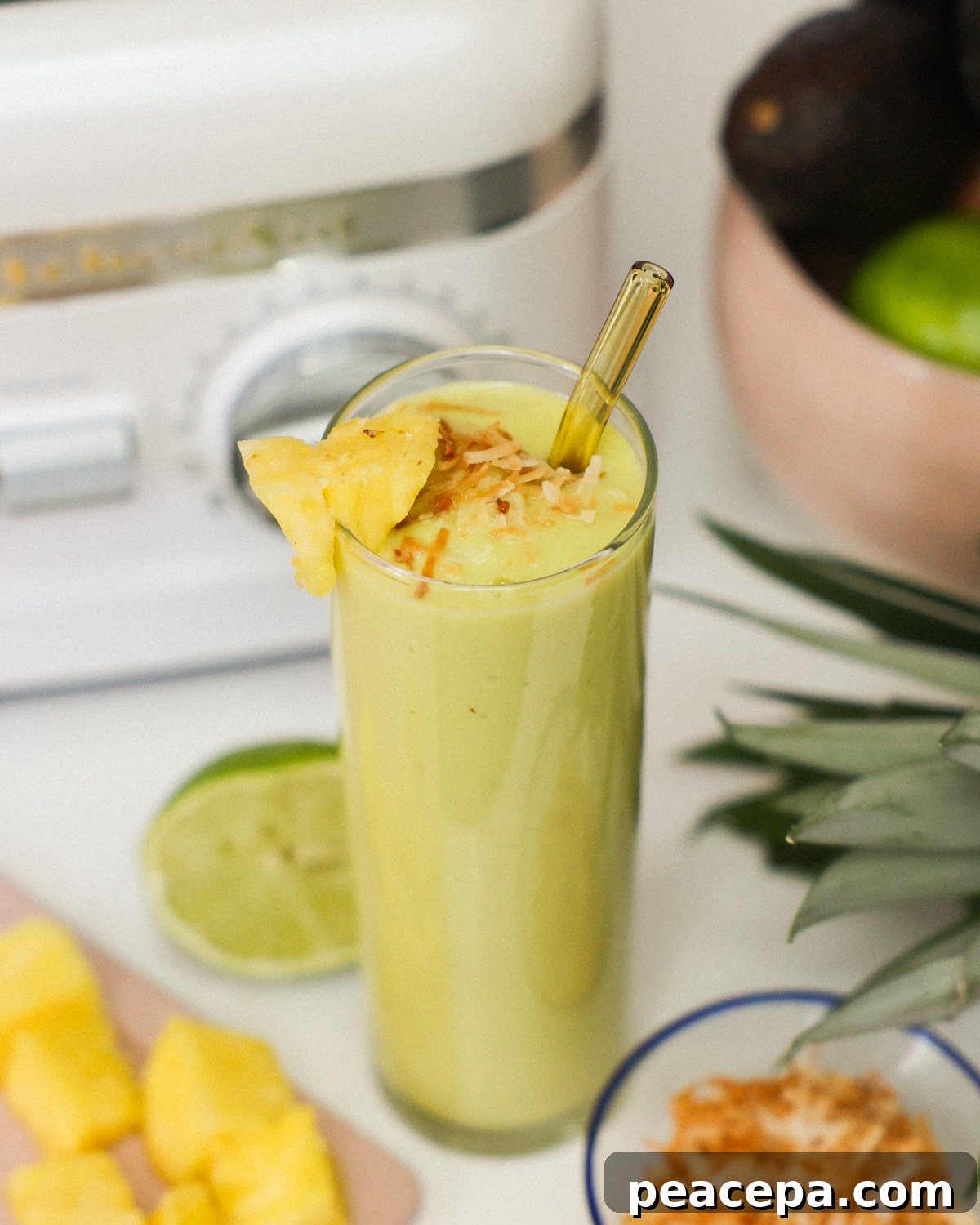 avocado smoothie in a tall glass