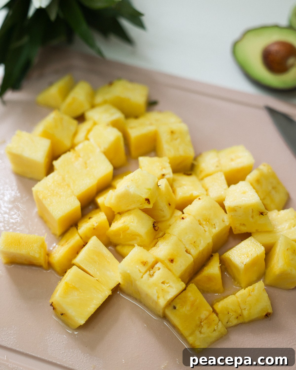 pineapple on a cutting board