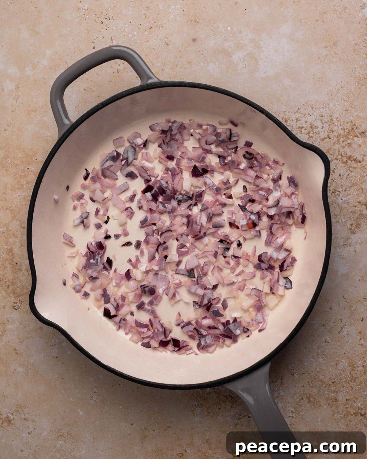sautéing shallots in pan