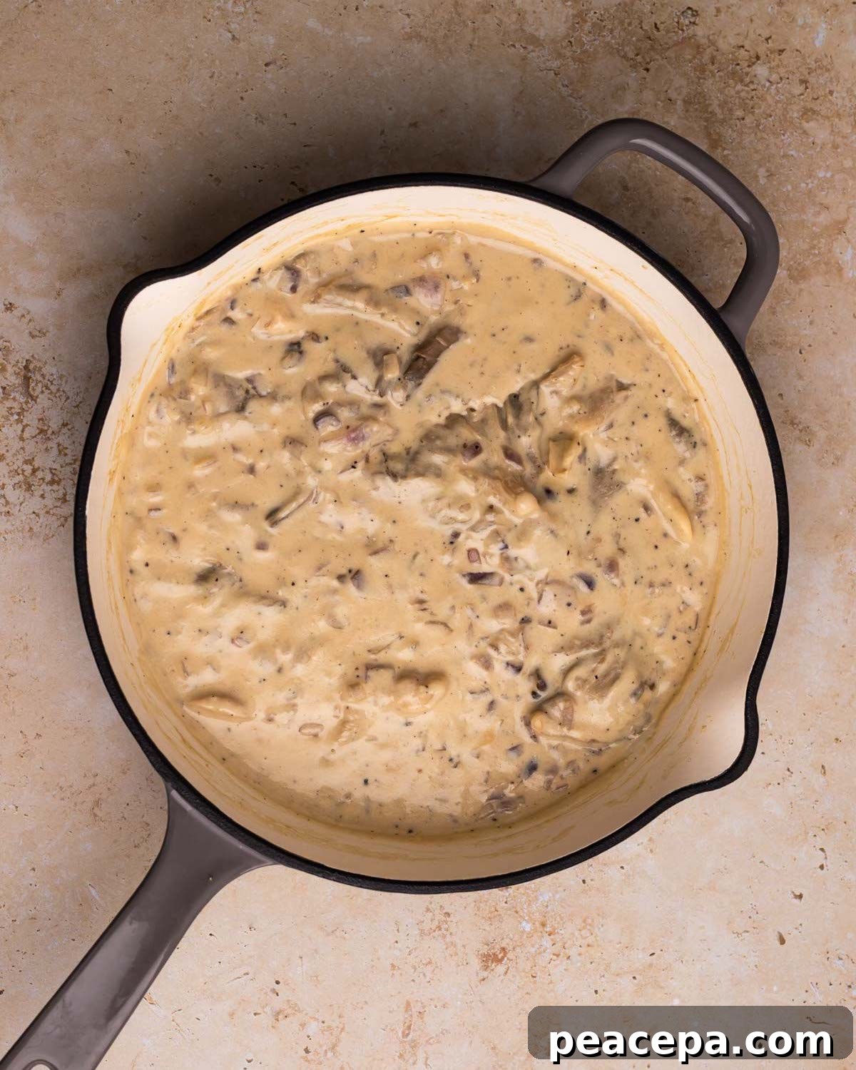 creamy vegan alfredo sauce in pan