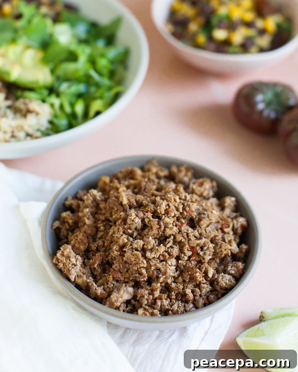 Cauliflower Walnut taco meat bowl | @sweetpotatosoul