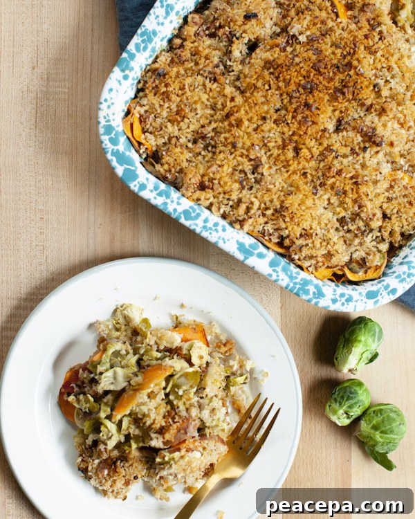 Sweet Potato and Brussels Sprouts Gratin