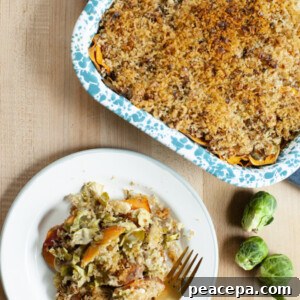 Sweet Potato & Brussels Sprouts Gratin