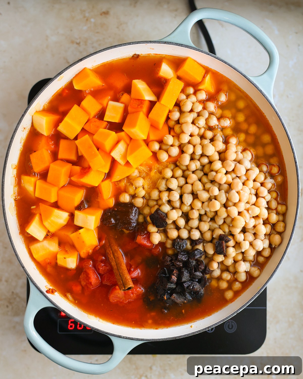 tagine ingredients in skillet