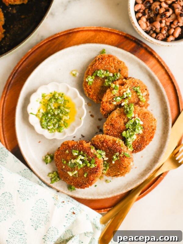 Black-eyed pea fritters on a plate.