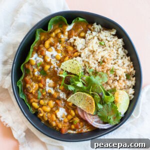 overhead of sweet potato curry in bowl