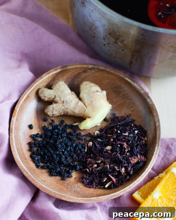 Hibiscus Elderberry Ginger Tea pitcher