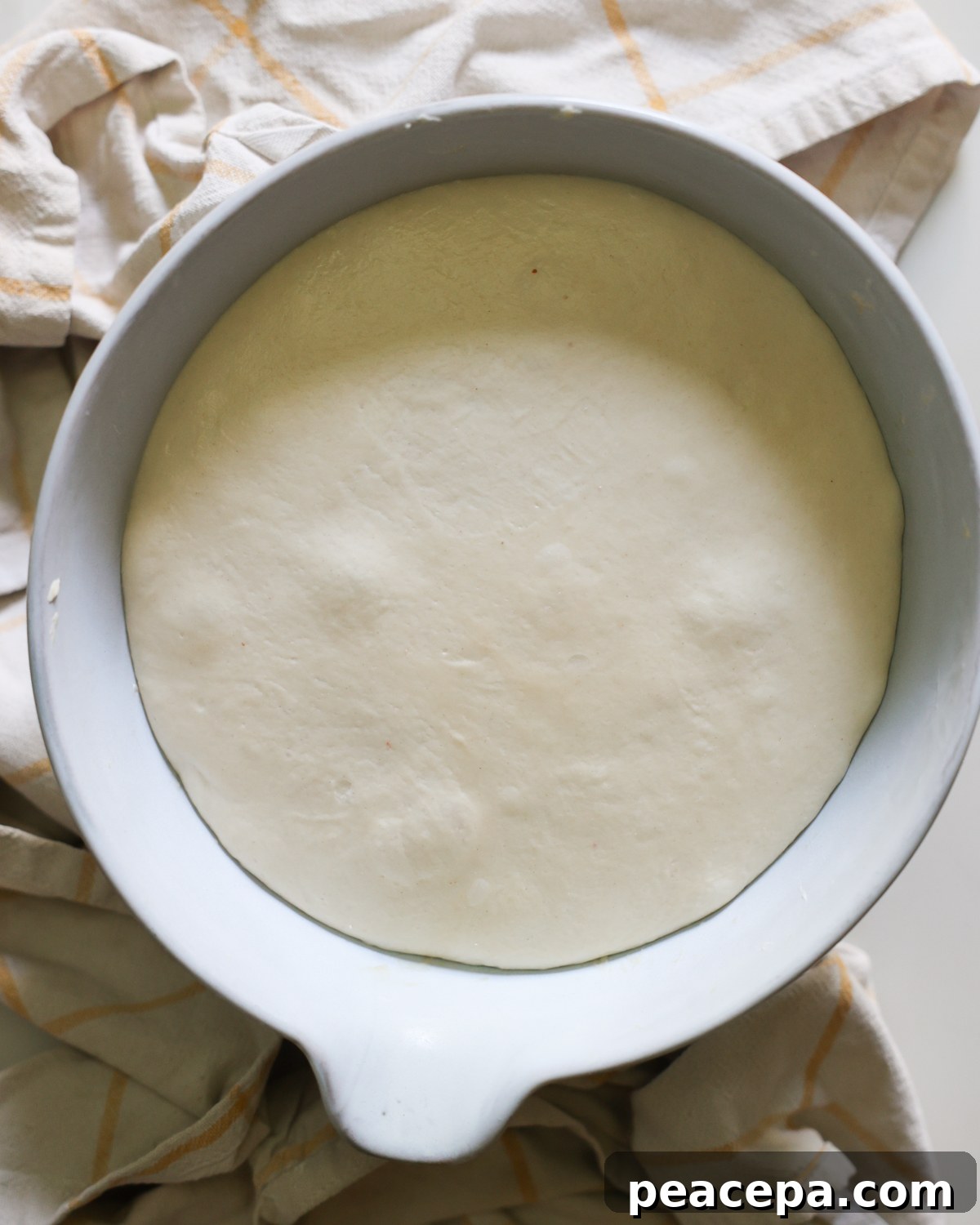 overhead of risen dough