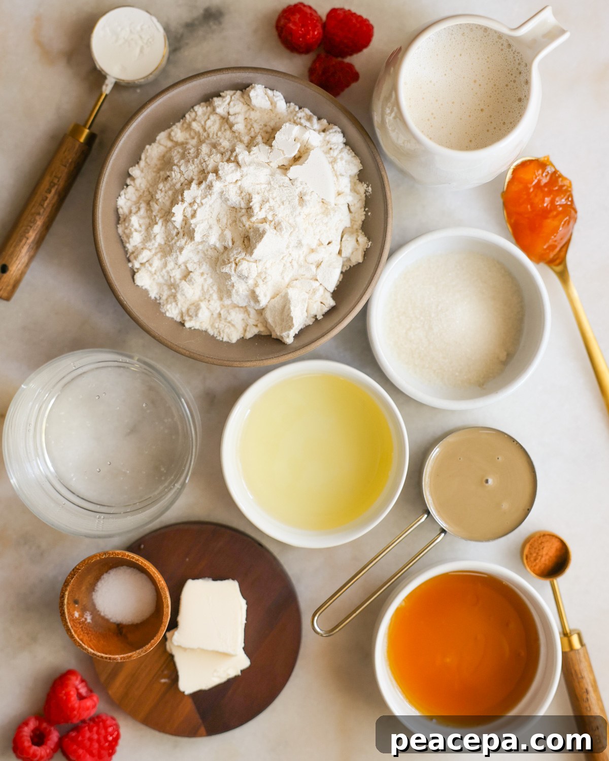 overhead of ingredients for vegan crepes
