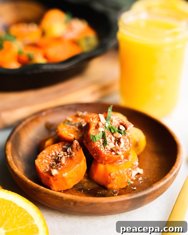 Glazed sweet potatoes close-up