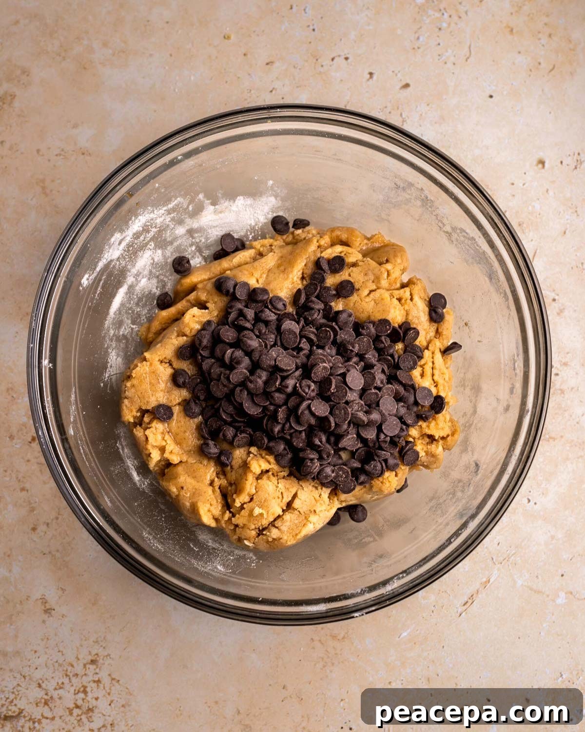 vegan chocolate chips added to dough