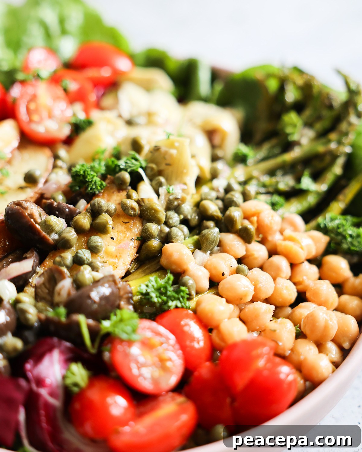 close up of vegan nicoise salad